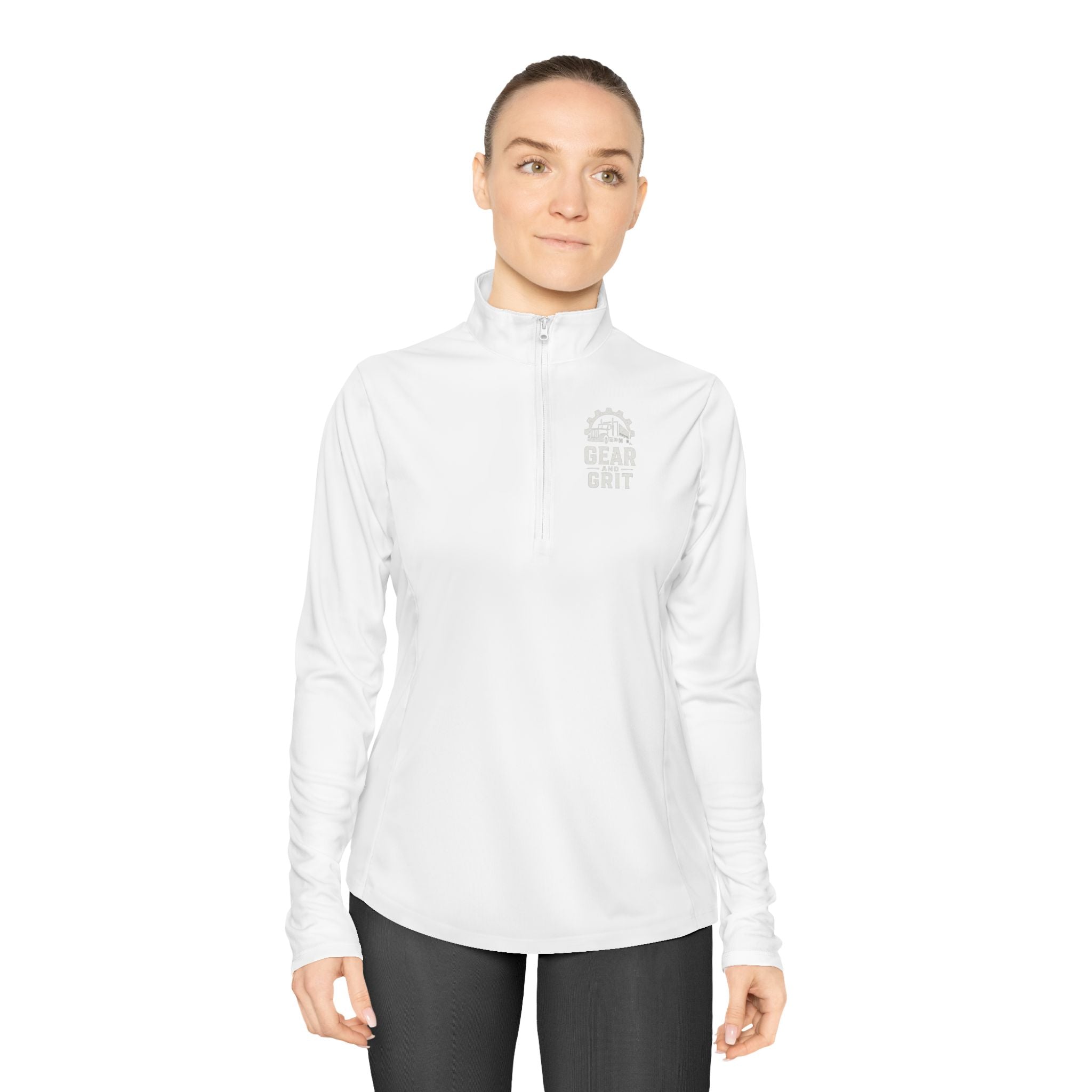 Truck-Hers Quarter-Zip Pullover – 'We Don't Follow Roads' Women's Trucking Graphic