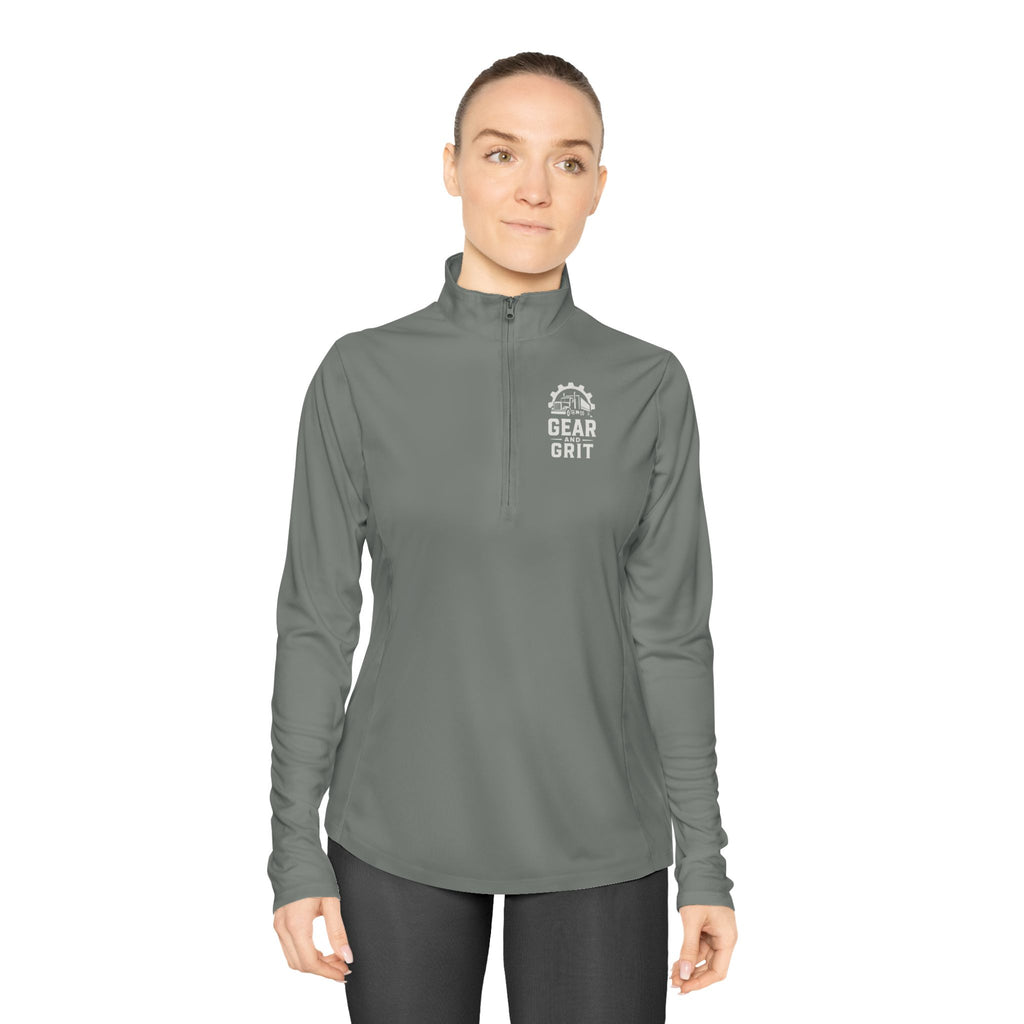 Truck-Hers Quarter-Zip Pullover – 'We Don't Follow Roads' Women's Trucking Graphic