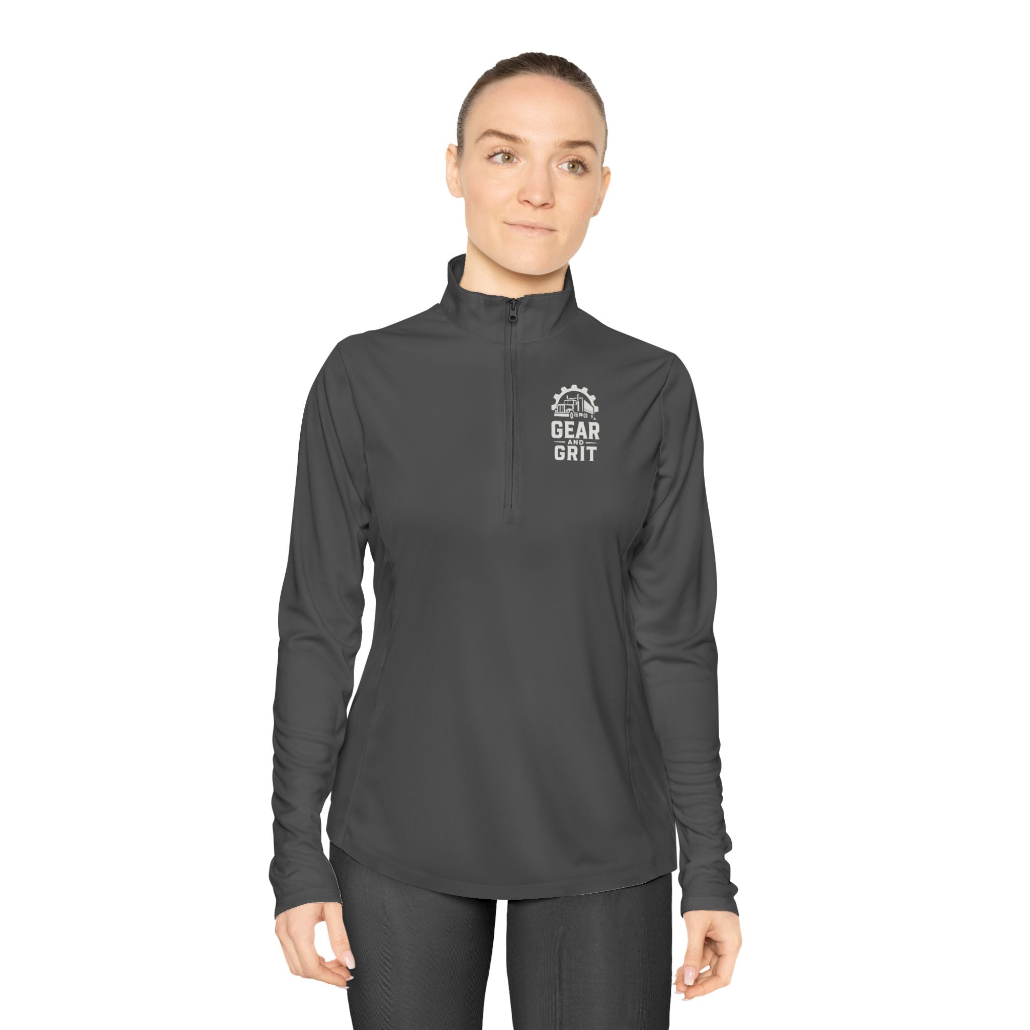 Truck-Hers Quarter-Zip Pullover – 'We Don't Follow Roads' Women's Trucking Graphic