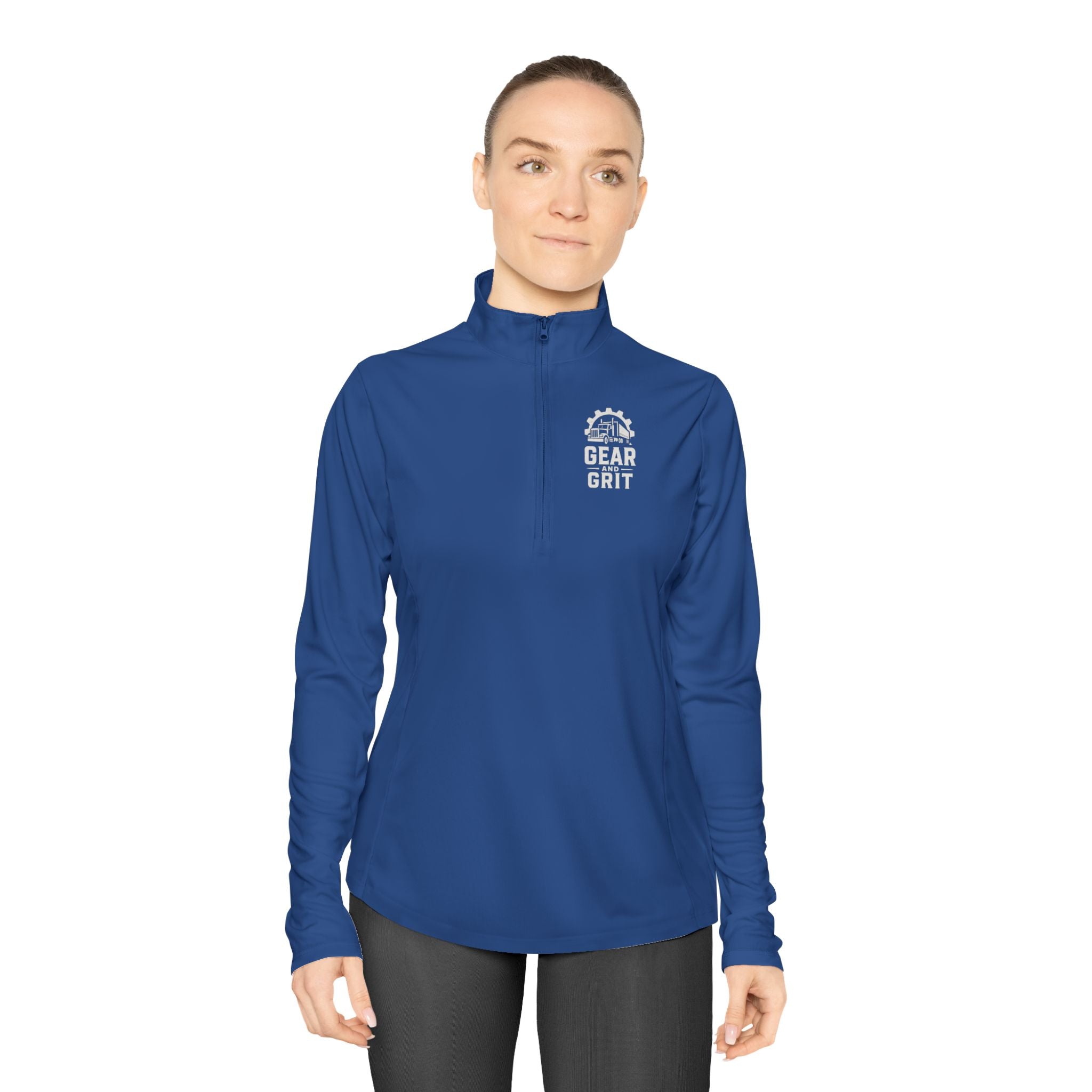 Truck-Hers Quarter-Zip Pullover – 'We Don't Follow Roads' Women's Trucking Graphic