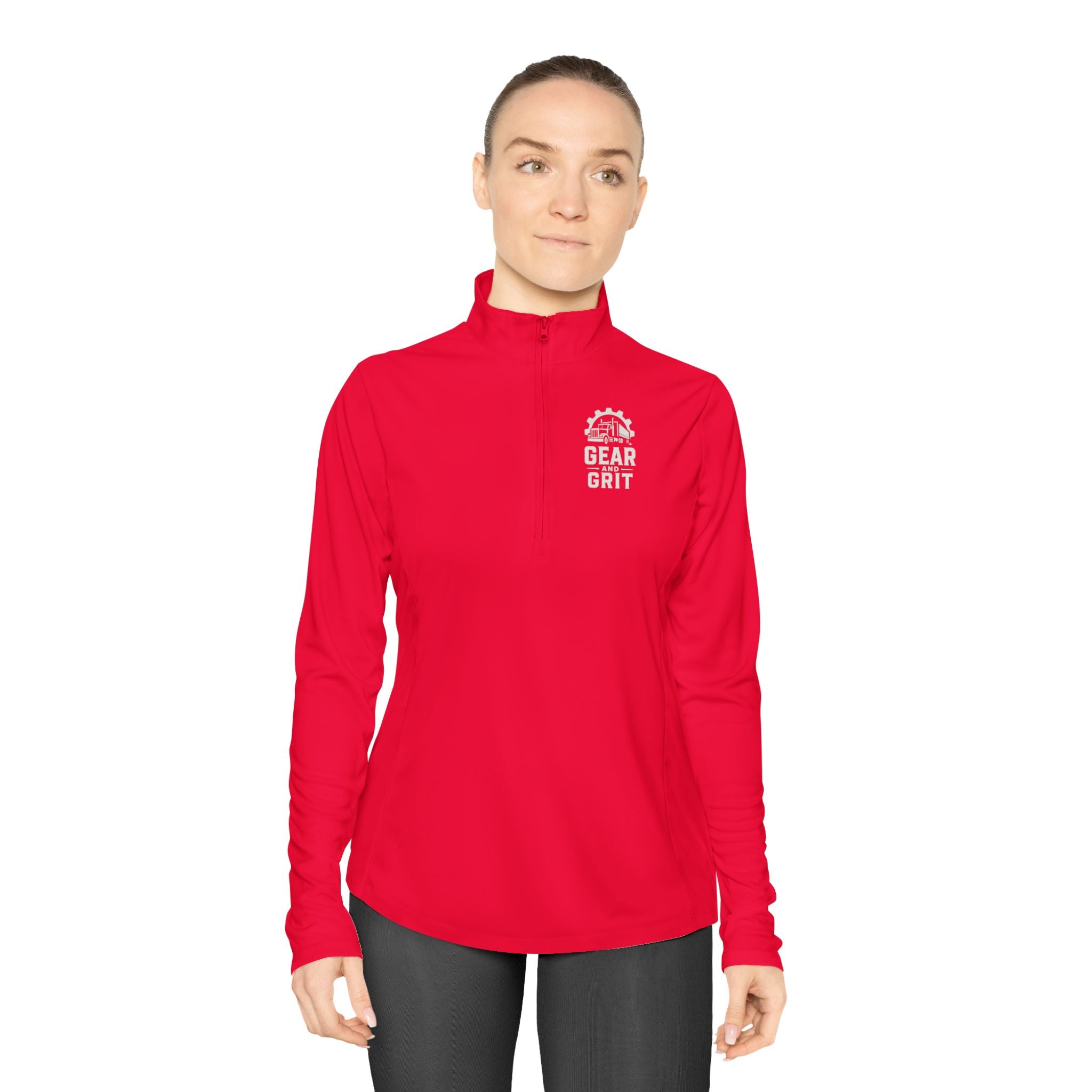 Truck-Hers Quarter-Zip Pullover – 'We Don't Follow Roads' Women's Trucking Graphic