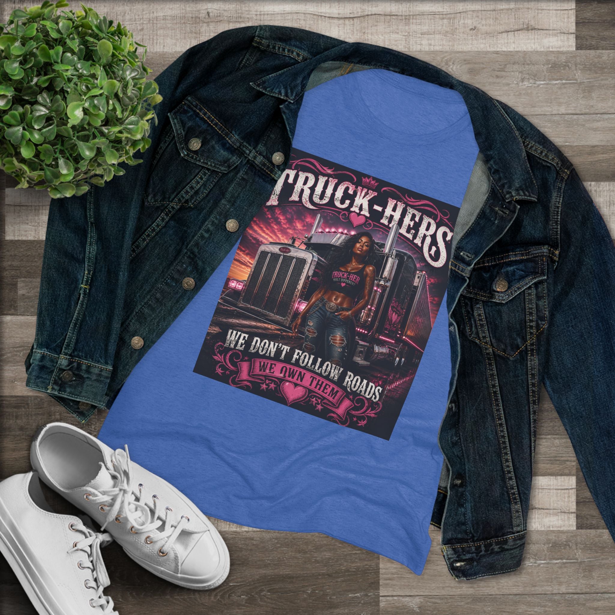 Truck-Hers Women's Tee — 'We Don't Follow Roads, We Own Them' Gear & Grit Trucker Shirt