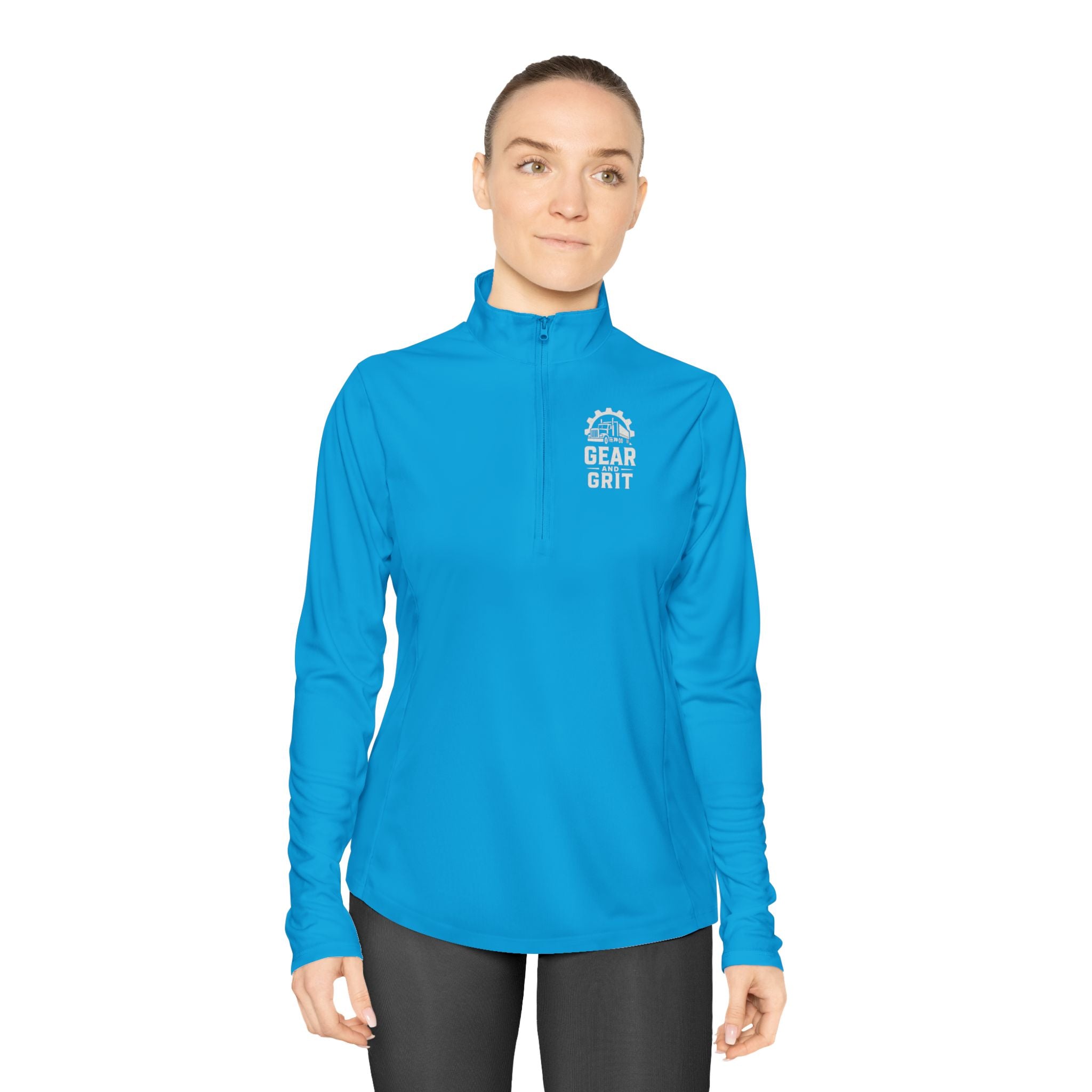 Truck-Hers Quarter-Zip Pullover – 'We Don't Follow Roads' Women's Trucking Graphic